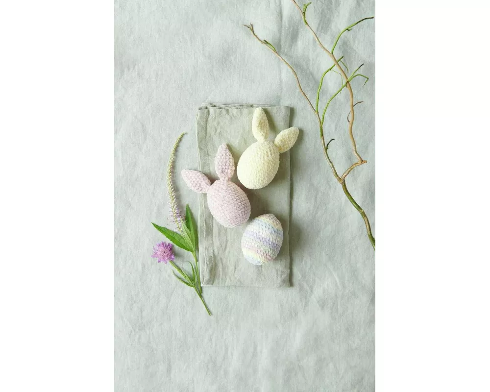 Ricorumi Häkelset "Ostereier Nilli Nilli", 6 Farben, 7 Polystyrol-Eier, Häkelnadel, Nähnadel, Anleitung D/GB/F/NL