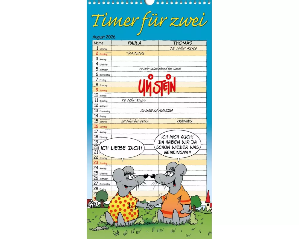 Uli Stein Timer für zwei 2026: Monatskalender für die Wand