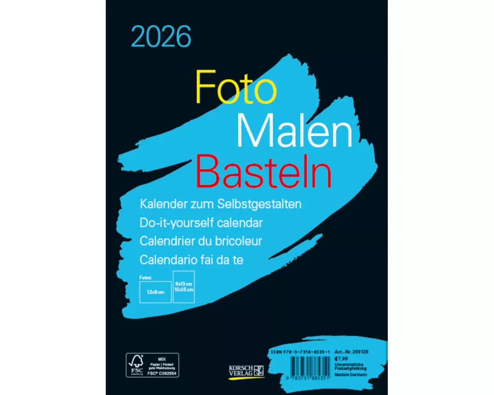 Foto-Malen-Basteln Bastelkalender A5 schwarz 2026