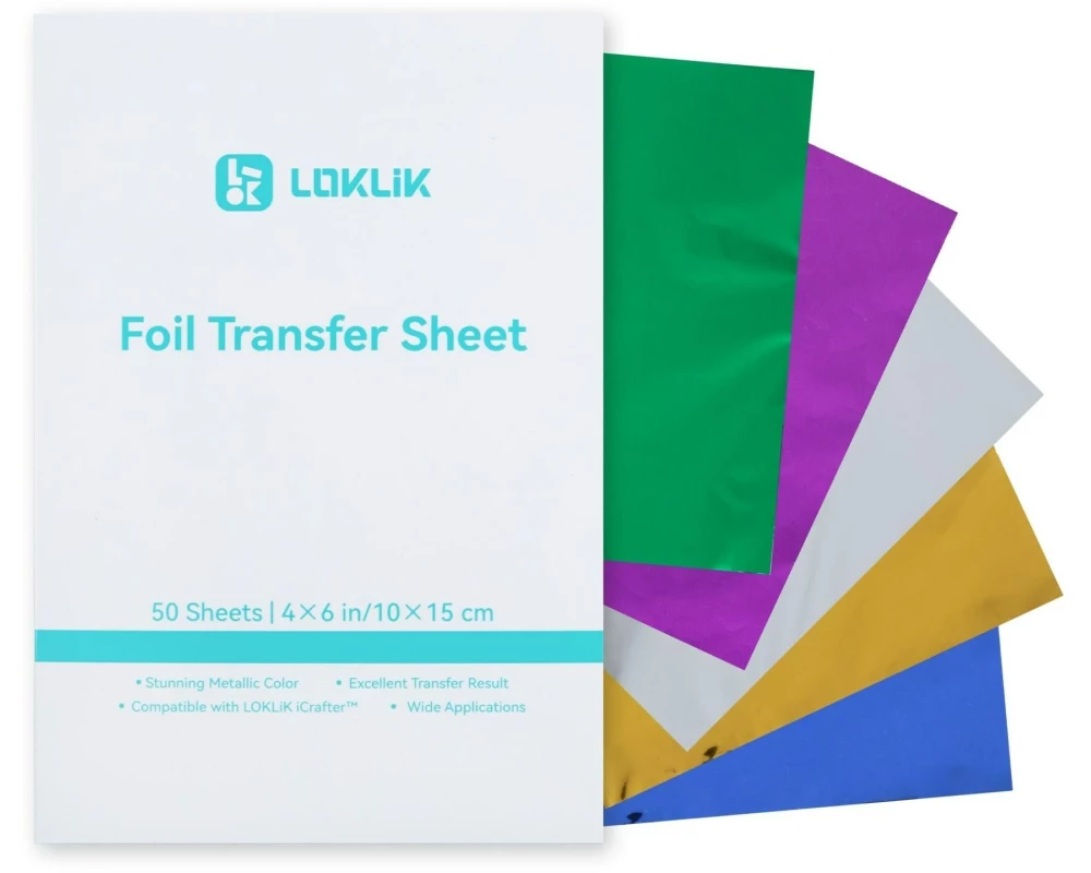 LOKLIK Folien-Transferbögen 10 x 15 cm, 50 Stück, 5 Farben