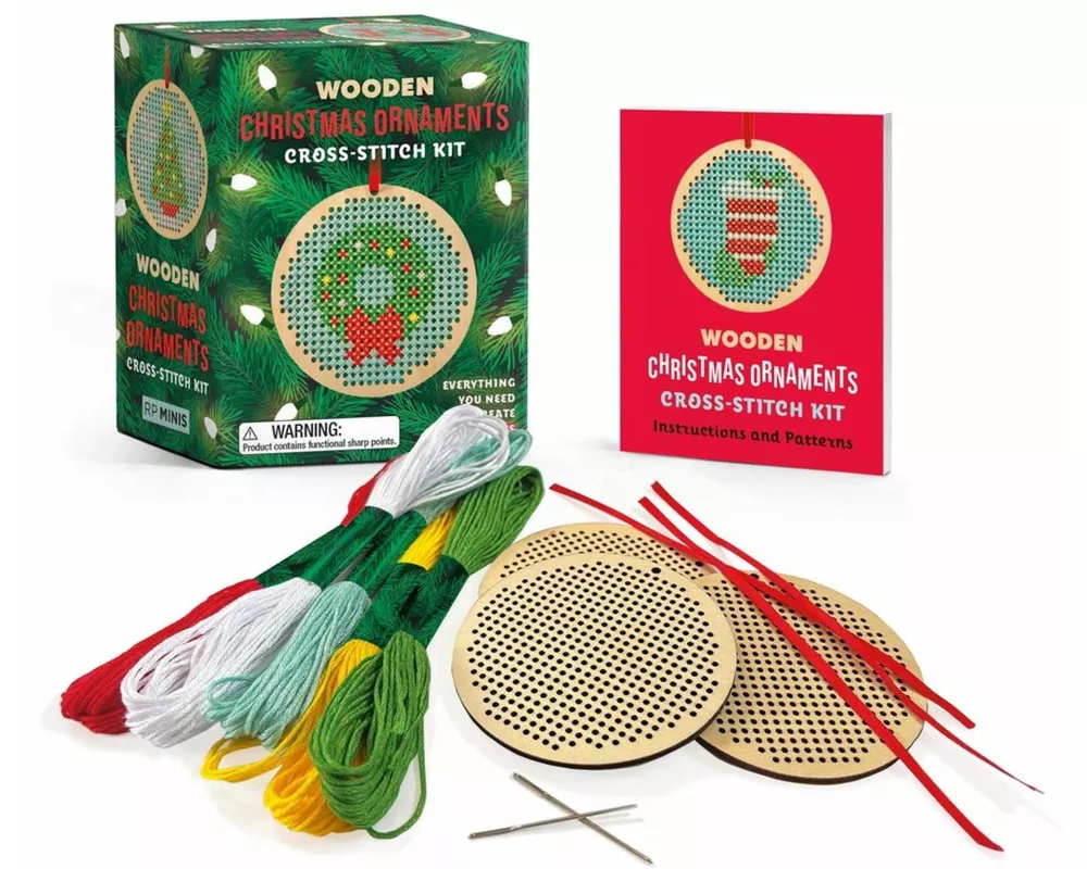 Wooden Christmas Ornaments Cross-Stitch Kit