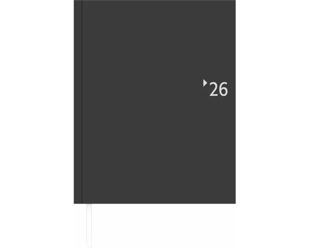 Zettler Wochenbuch anthrazit Leine 1W/2S 2026 – Buchkalender 21 × 26 cm, 1 Woche auf 2 Seiten, wattierter Kunststoffeinband, FSC-zertifiziert
