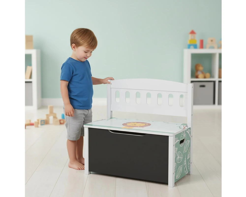 relaxdays Kindersitzbank Löwe, MDF, Mehrfarbig