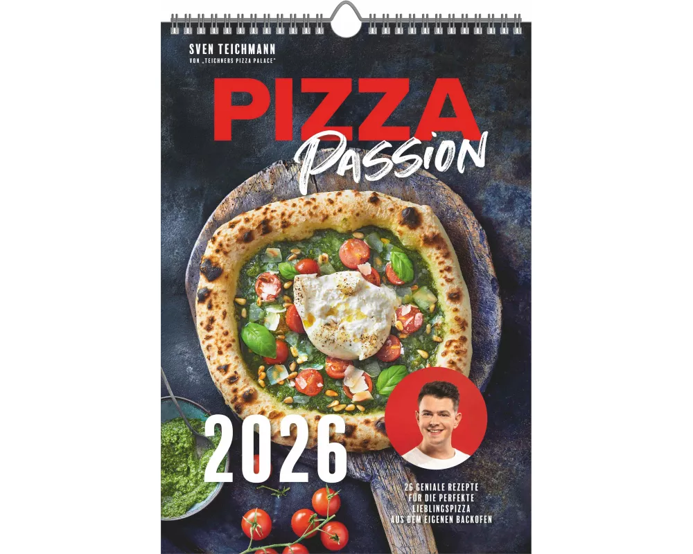 BJVV - Pizza Passion - Wandkalender (24 x 34 cm) mit 27 Rezepten und Tipps von Sven Teichmann, perfektes Geschenk für Pizza Liebhaber und Foodies