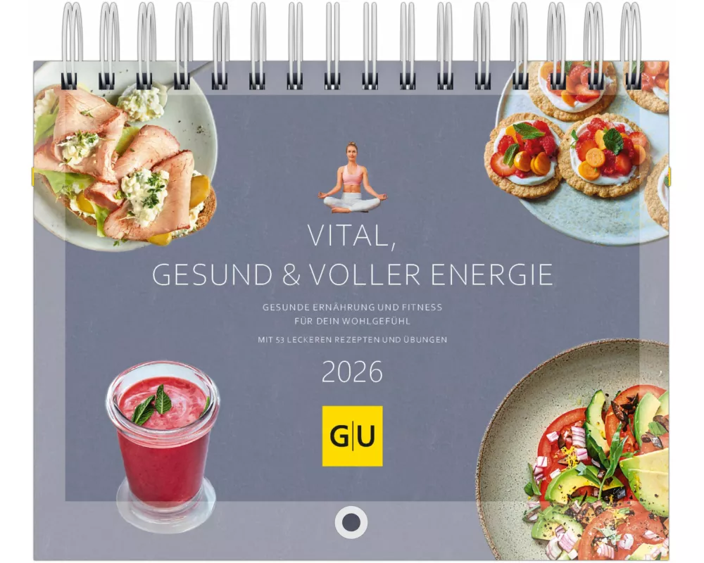 G|U - Vital, gesund & voller Energie– Buch-Wandkalender A5 (15 × 21 cm) mit 53 Rezepten & Übungen, Gesundheitskalender für Ernährung & Fitness