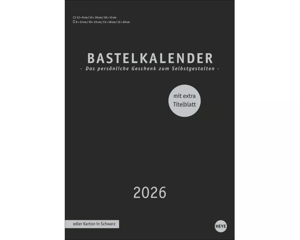 Premium-Bastelkalender schwarz A4 2026