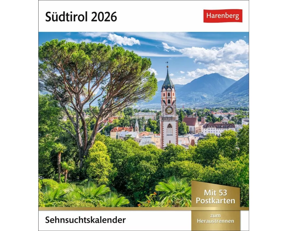 Südtirol Sehnsuchtskalender 2026 - Wochenkalender mit 53 Postkarten
