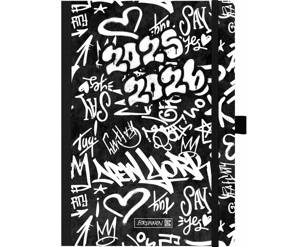BRUNNEN Schülerkalender (2025/2026) "Graffiti", 2 Seiten = 1 Woche, A5, 208 Seiten, Papier-Einband