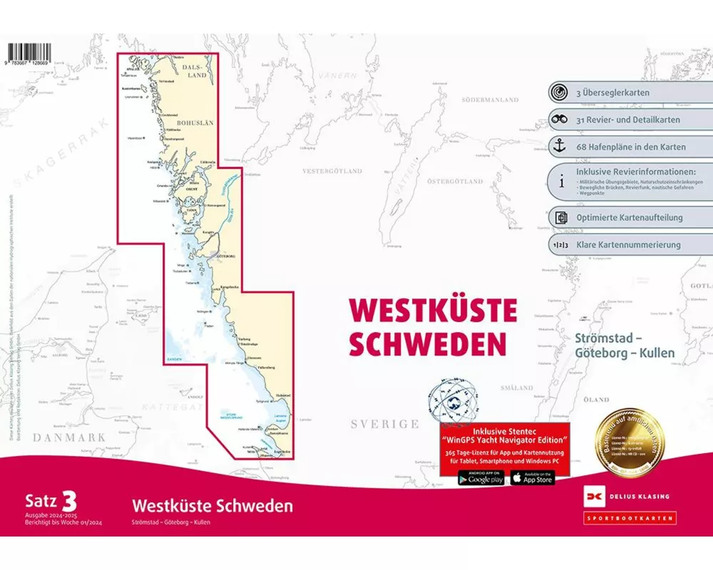 Sportbootkarten Satz 3: Westküste Schweden (Ausgabe 2024/2025)