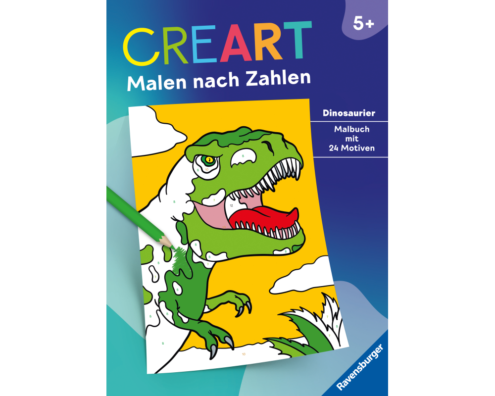 CreArt Malen nach Zahlen ab 5: Dinosaurier