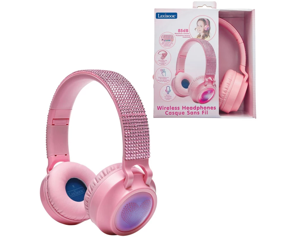 Lexibook 3D Strass Design Bluetooth Kopfhörer Rosa