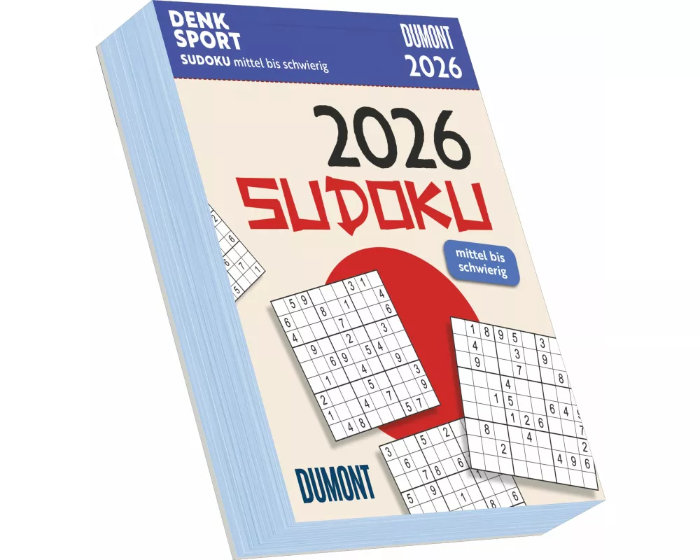 DUMONT - Sudoku mittel bis schwierig 2026 – Tagesabreißkalender 12x16 cm – Rätselkalender mit 313 Sudoku-Aufgaben, Knobelspaß für jeden Tag