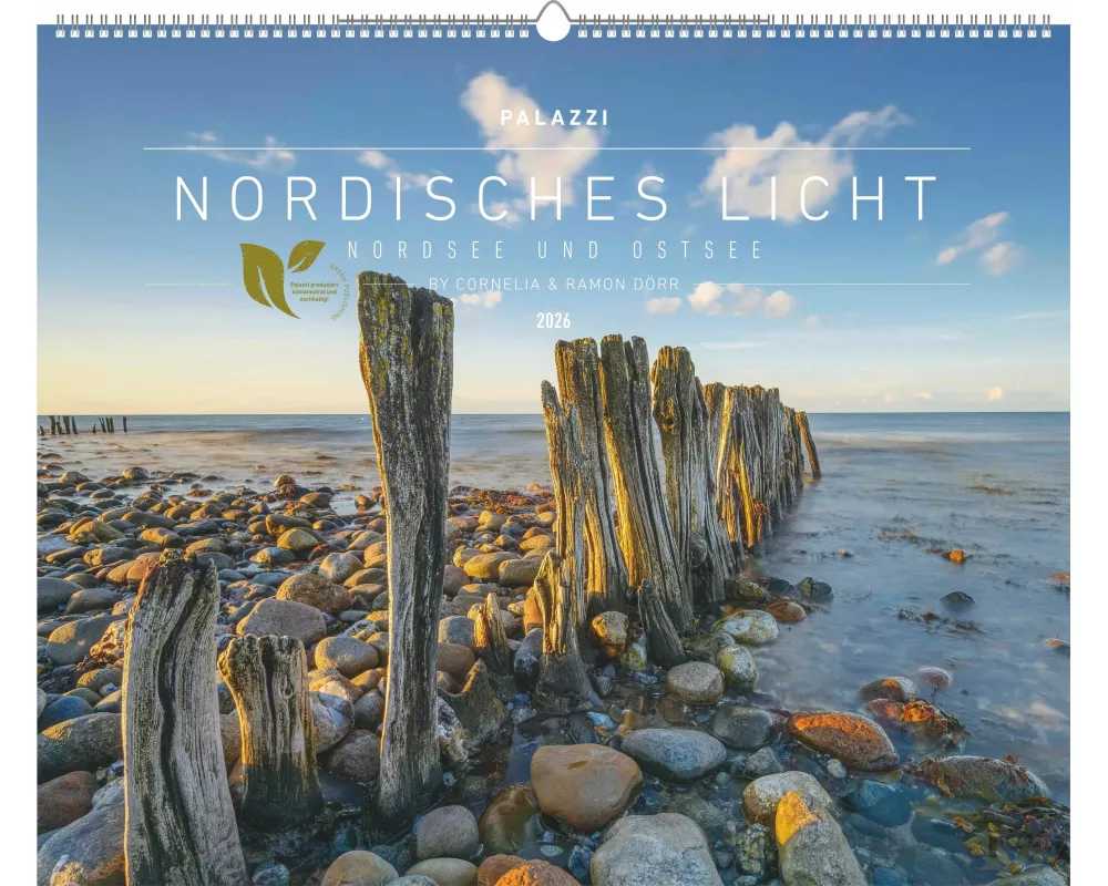 Palazzi - Nordisches Licht 2026 – Wandkalender 60×50 cm mit 12 Monatsblättern, Poster-Kalender mit Meeres- & Küstenfotografie