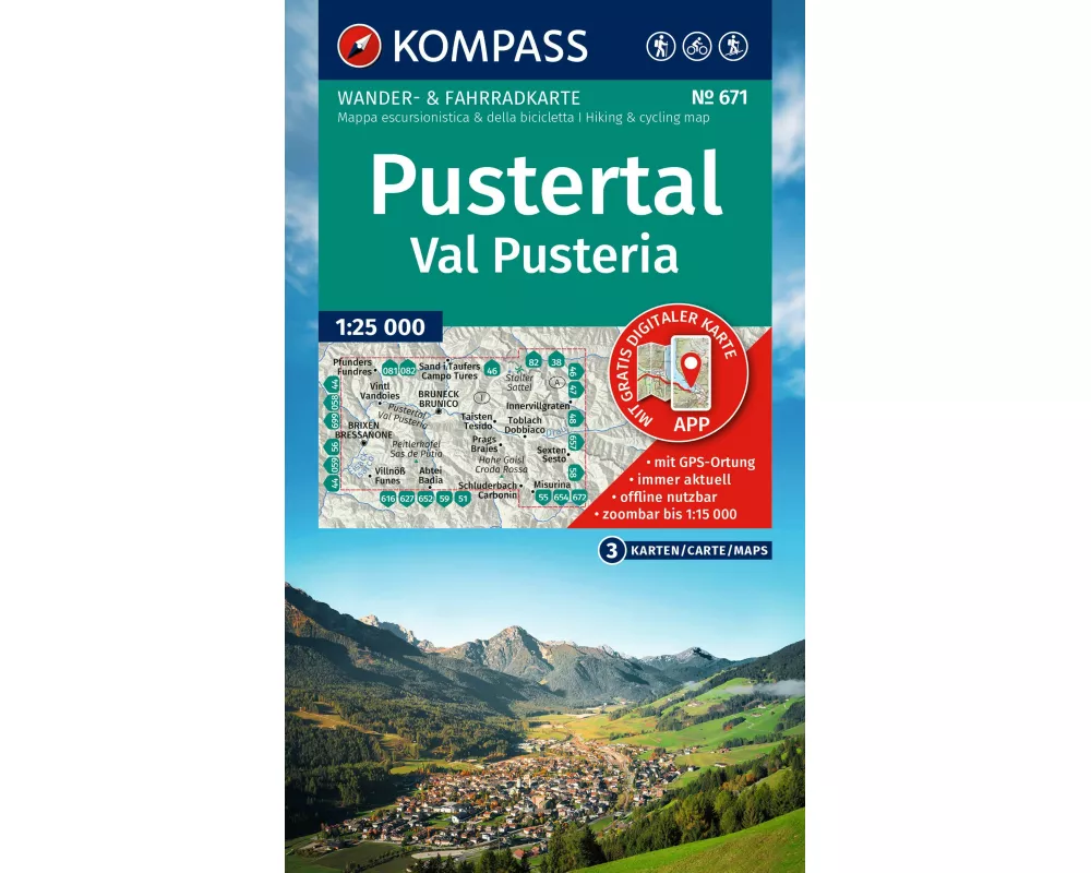 KOMPASS Wanderkarten-Set 671 Pustertal / Val Pusteria (3 Karten) 1:25.000