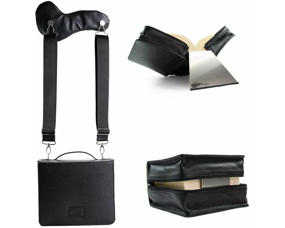 HabersackSKIN Tasche PURO aus Nappaleder in Gr. XL in Onyx-Schwarz mit Tragegurt & Buchstütze