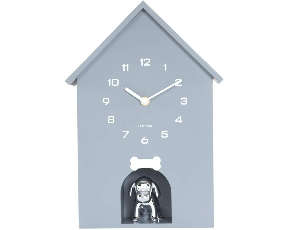 KARLSSON Wanduhr Wall clock Dog House Cool Grey