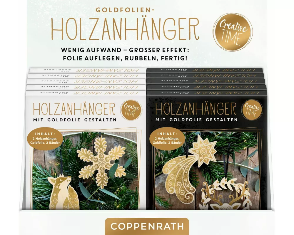 Holz-Anhänger mit Goldfolie , Magic Winter