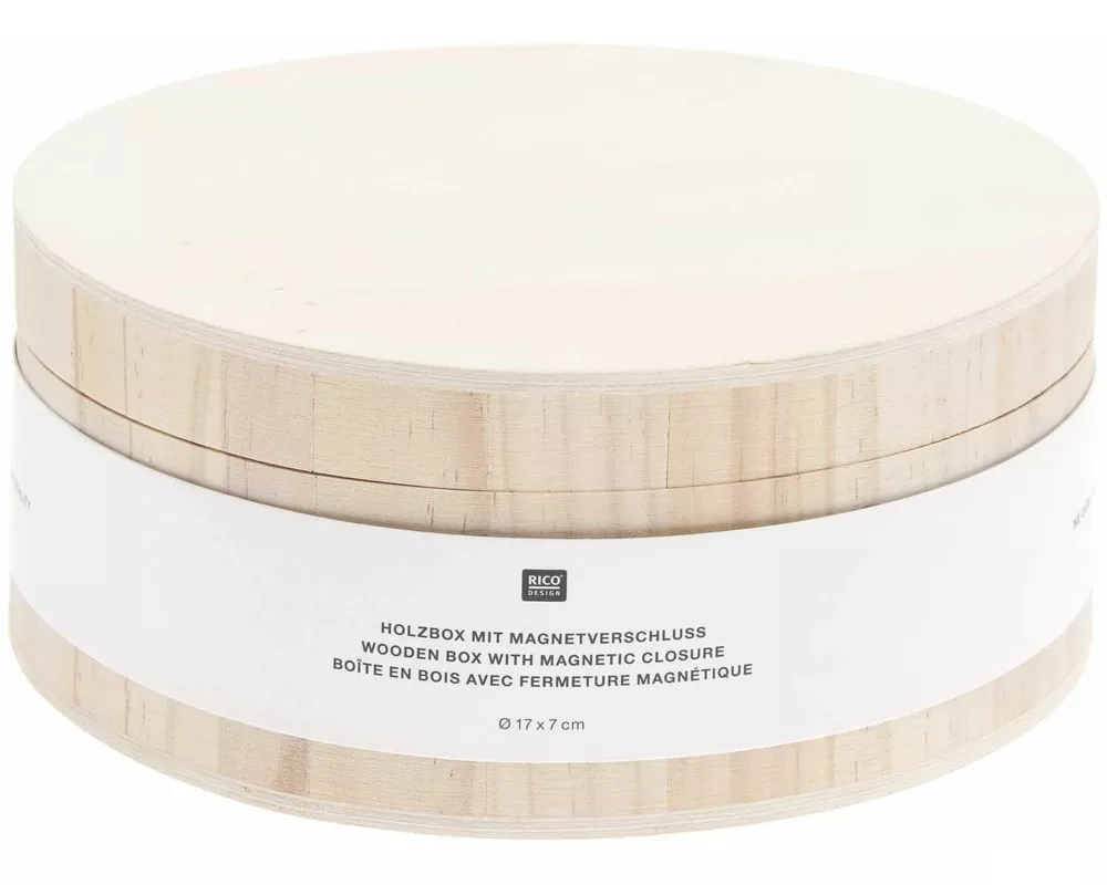 Holzbox rund mit Magnetverschluss, Ø 17 cm x 7 cm FSC 100%