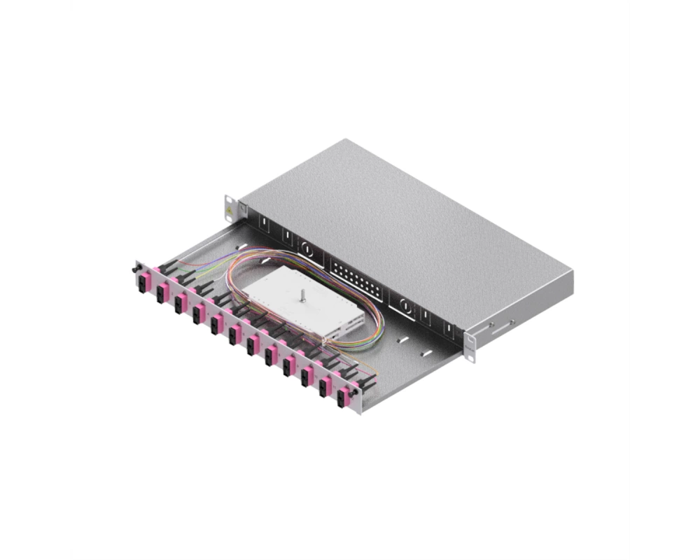 EasyLan LWL-Spleißbox Grade C 19-Zoll 1HE, 12 Ports, 12x SC-Duplex, OM4
