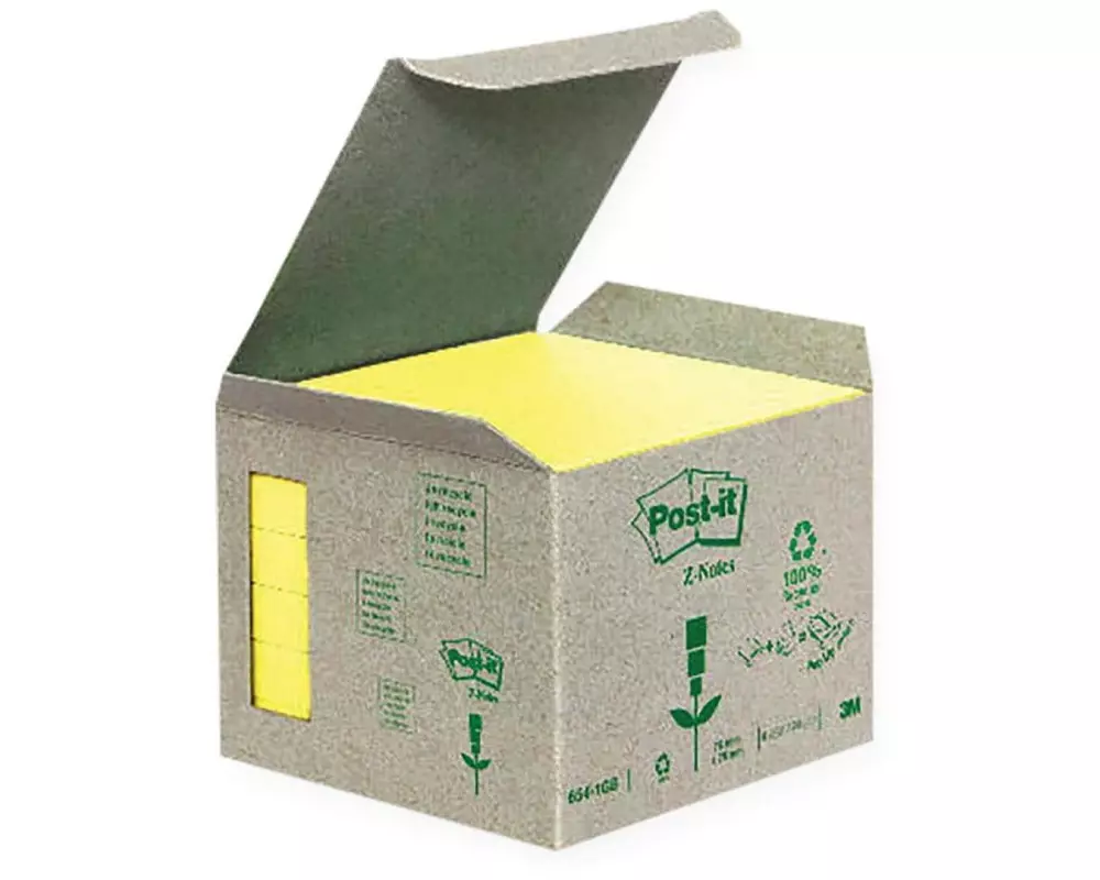 Post-it Notizzettel Post-it Z-Notes Recycling Gelb, 6 Blöcke