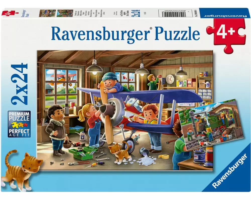 Ravensburger Puzzle Eisenbahn- und Flugzeugservice 2 x 24 Teile
