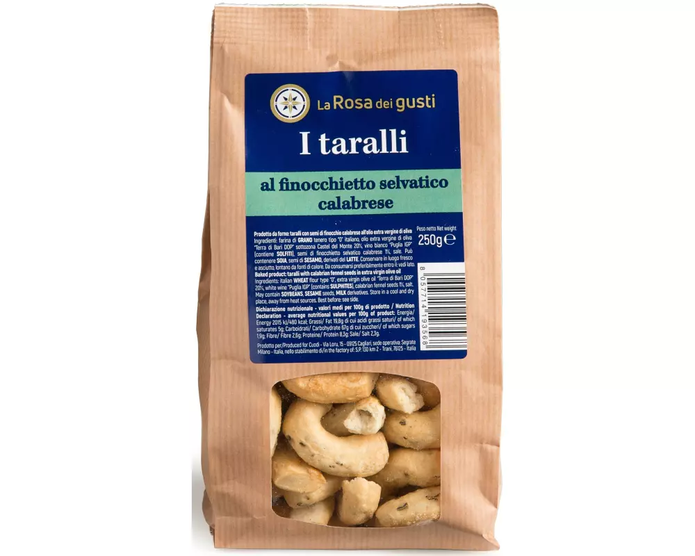 La Rosa dei gusti Taralli mit kalabrischem Wildfenchel 250 g