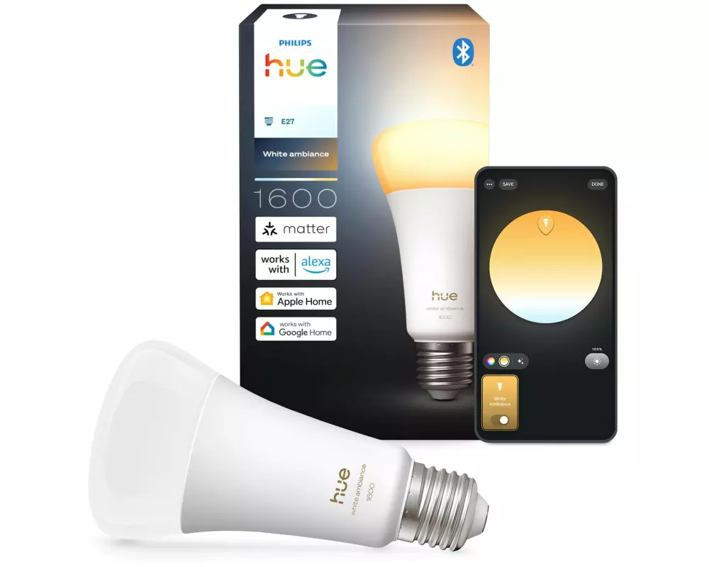 Philips Hue Leuchtmittel White Ambiance E27 Einzelpack 1600 lm