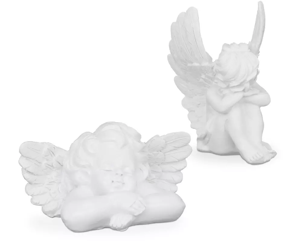 relaxdays Dekofigur Grabengel 2 Stück, Weiss