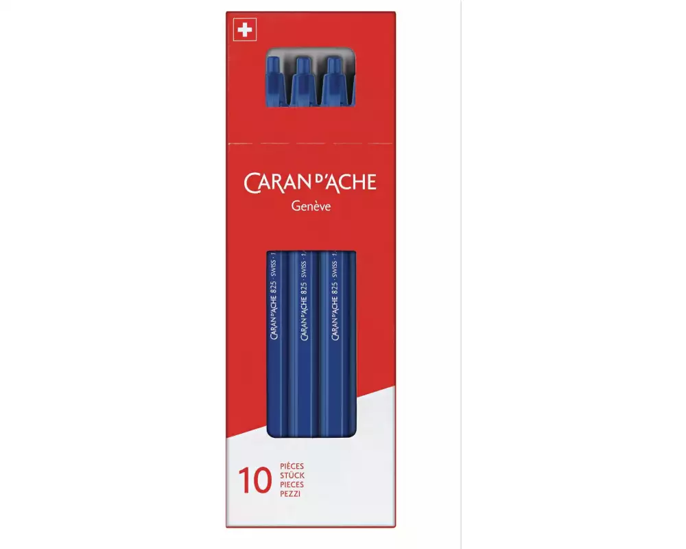 Caran d'Ache Kugelschreiber 825 Blau, 10 Stück