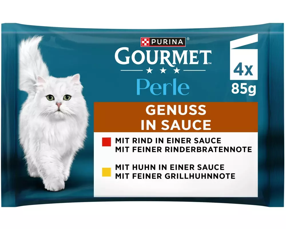 Purina Gourmet Nassfutter Perle Genuss in Sauce mit Huhn und Rind 4 x 85 g