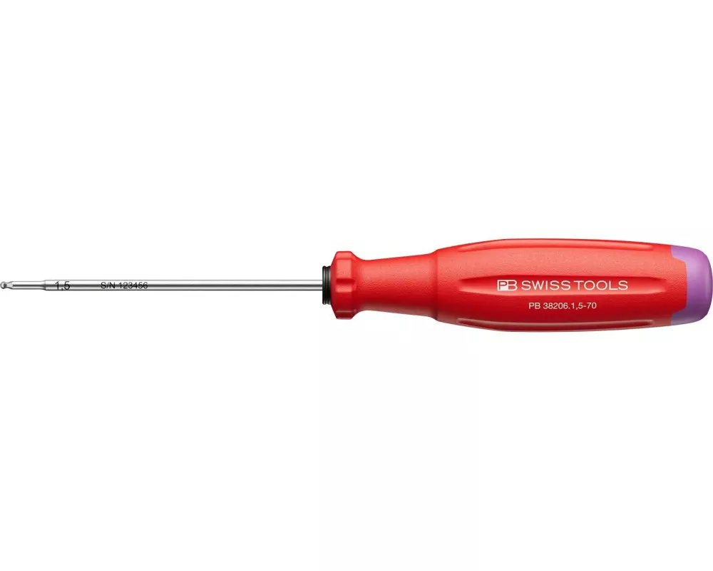 PB Swiss Tools Kugelkopf-Schraubenzieher PB 38206 SwissGrip Evo 1.5 rot