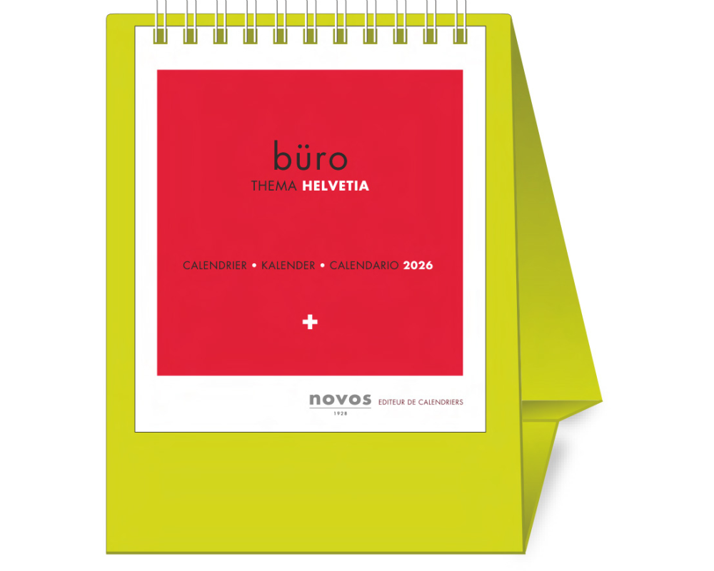 NOVOS Tischkalender Helvetia 2026 501098 1M/1S hellgrün ML 11.5x14cm