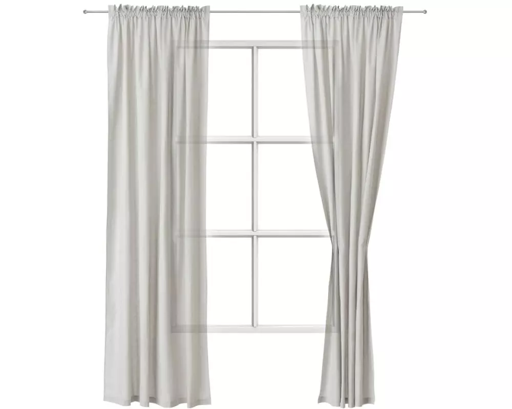 Urbanara Tagvorhang Solana Hellgrau 2er Set 140 x 245 cm