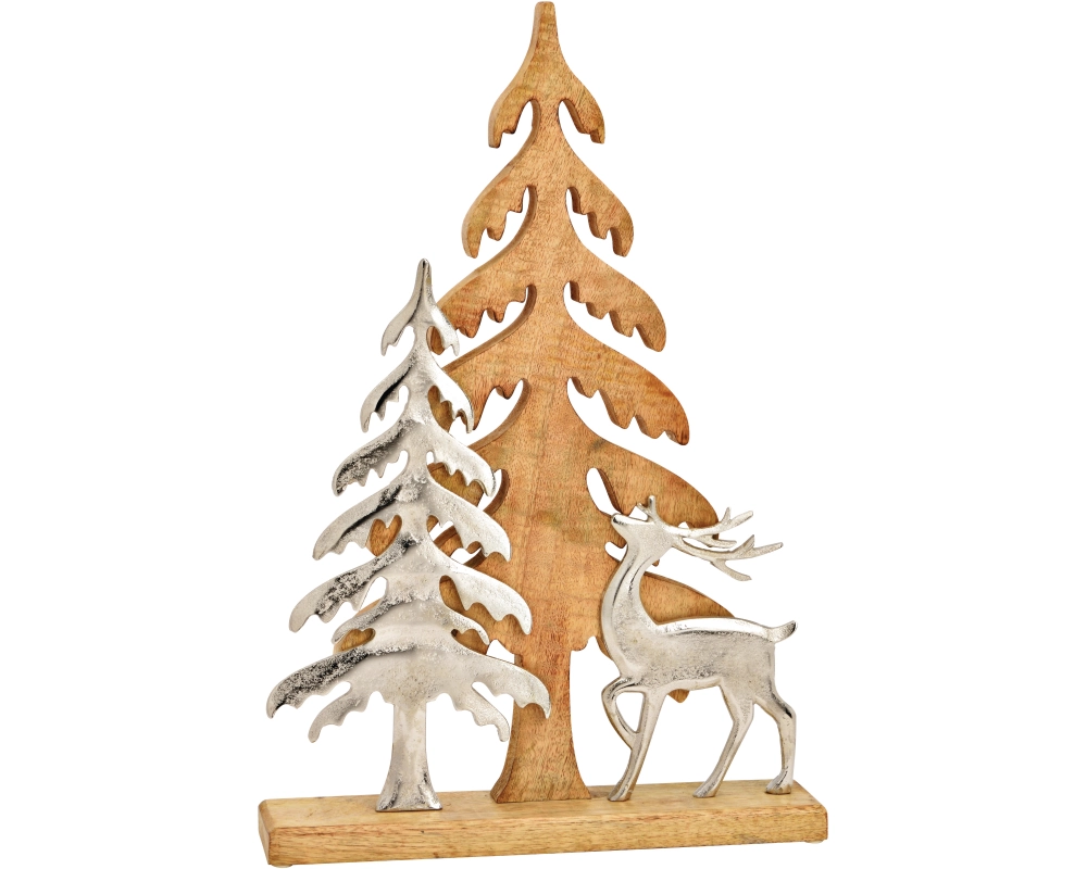 ROOST Aufsteller Tannenbaum 10033898 Mangoholz 35x52x7cm