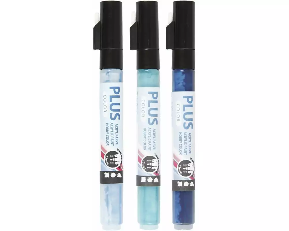 Creativ Company Acrylmarker Plus Color 3er Set, Blautöne