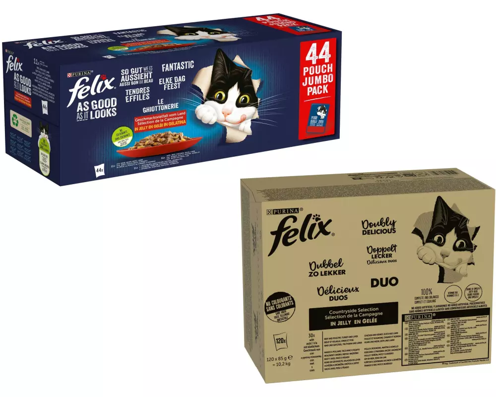 Felix Nassfutter AGAIL Fleisch Auswahl Kit, 120 + 44 x 85g
