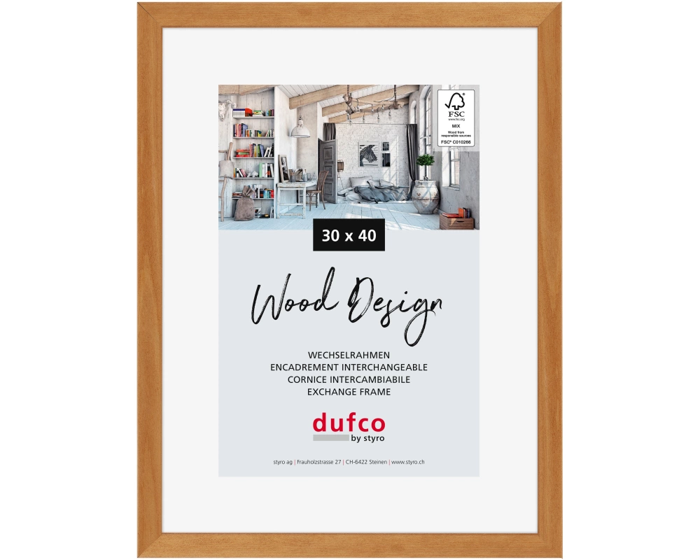 DUFCO Holz-Bilderrahmen 30x40cm 1610.80602 Toronto Kirschbaum