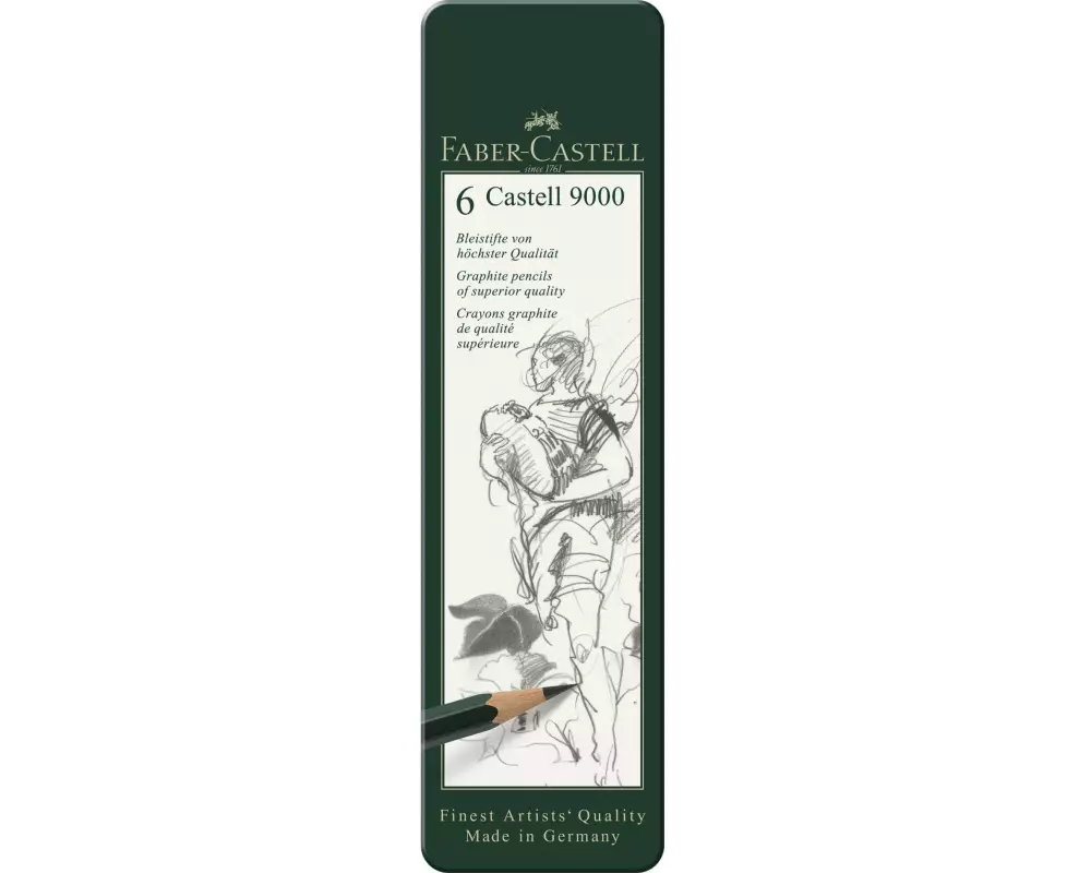 Faber-Castell Bleistift Castell 9000 6 Stück im Metalletui