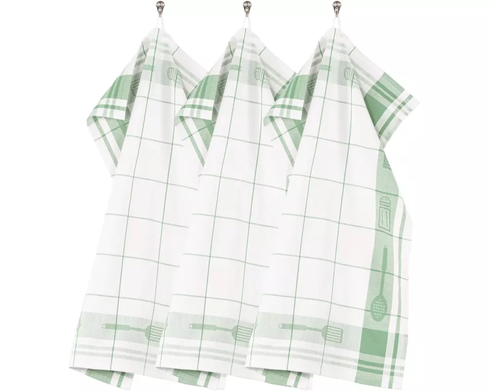 Tiseco Geschirrtuch Pharao 3er Set, Grün/Weiss