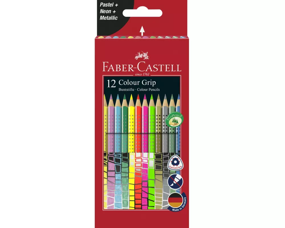 Faber-Castell Farbstifte Colour Grip 12 Stück, Mehrfarbig
