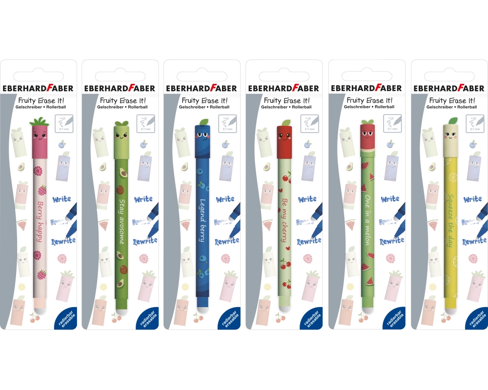 EBERHARD FABER Gelschreiber Erase It 0.7mm 582158 Fruity Blister, ass.