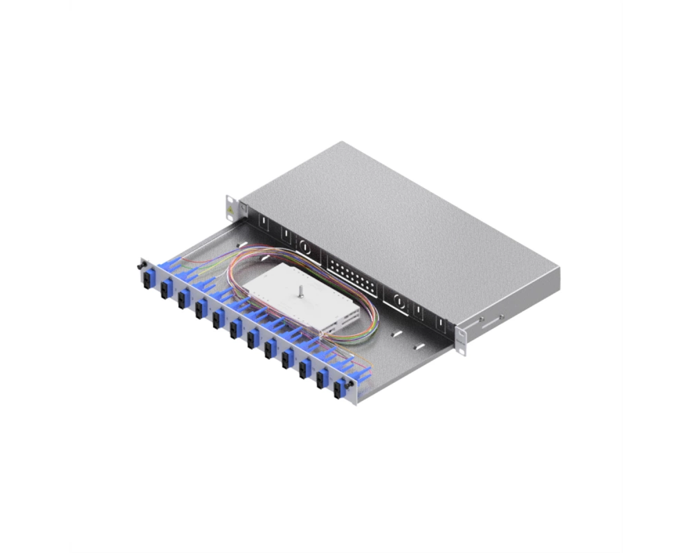 EasyLan LWL-Spleißbox Grade C 19-Zoll 1HE, 12 Ports, 12x SC-Duplex, OS2