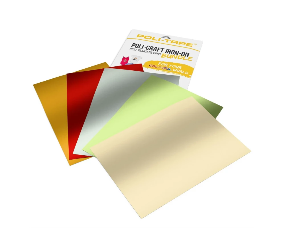 Poli-Tape Aufbügelfolie Bright Christmas A4, mehrfarbig, 5 Stück