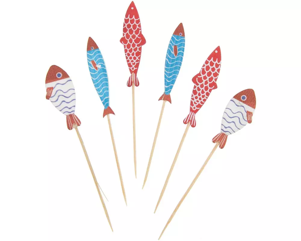 Rico Design Einweg-Party-Piekser Fische 6 Stück Weiss