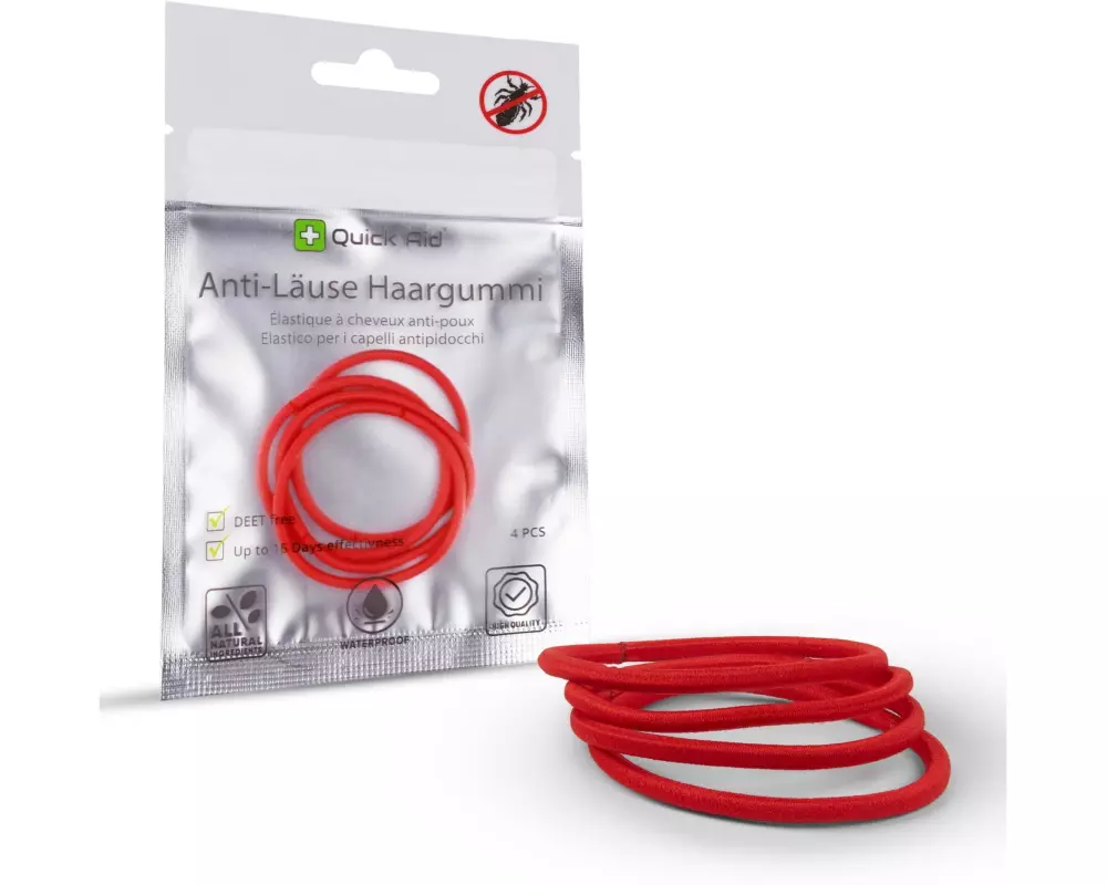 Quick Aid Insektenabwehr Anti-Läuse Haargummi rot 4 Stück