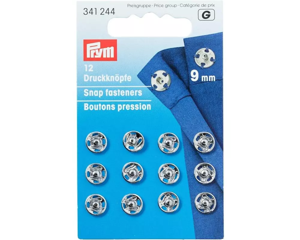 Prym Druckknöpfe Ø 9 mm, Silber, 12 Stück