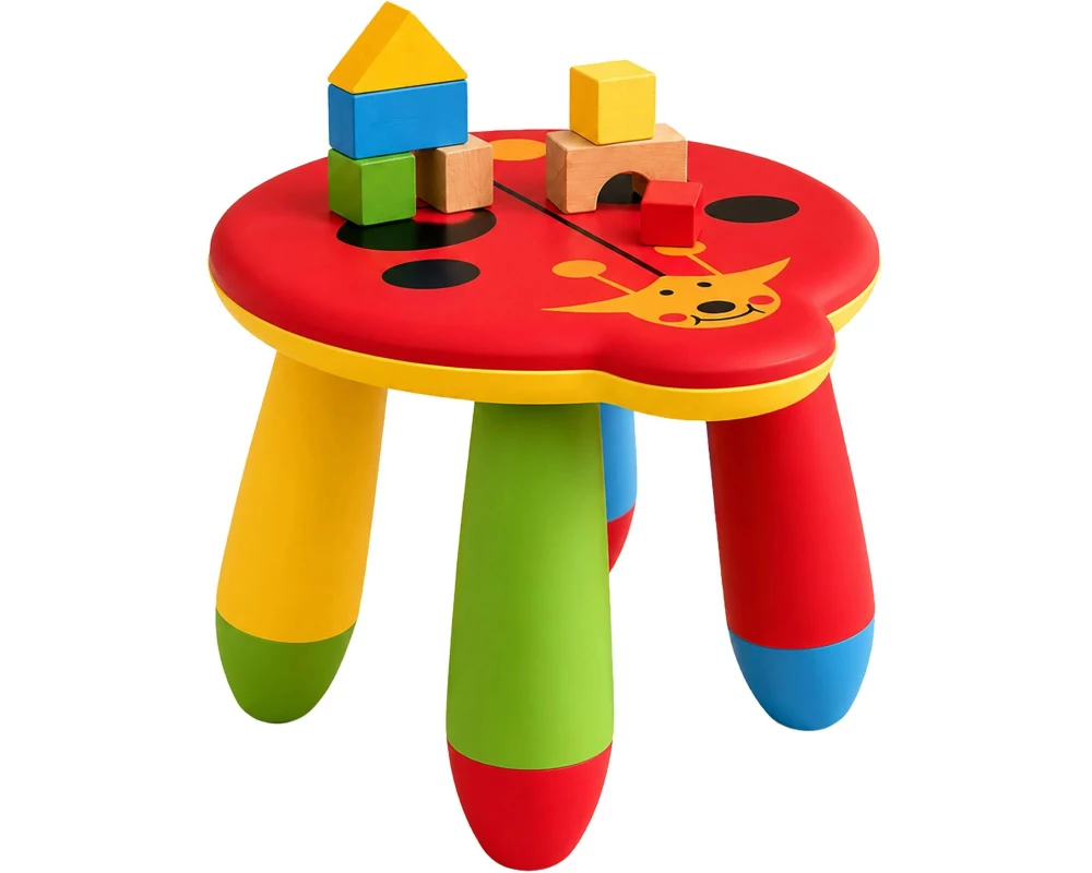 relaxdays Kinderhocker Marienkäfer, 25 x 32 cm, Mehrfarbig