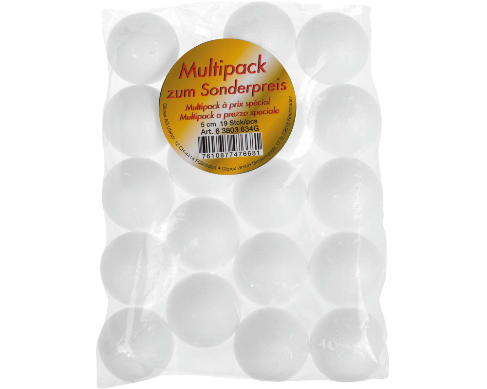 GLOREX Styroporkugeln 5cm 63803634G 19 Stück
