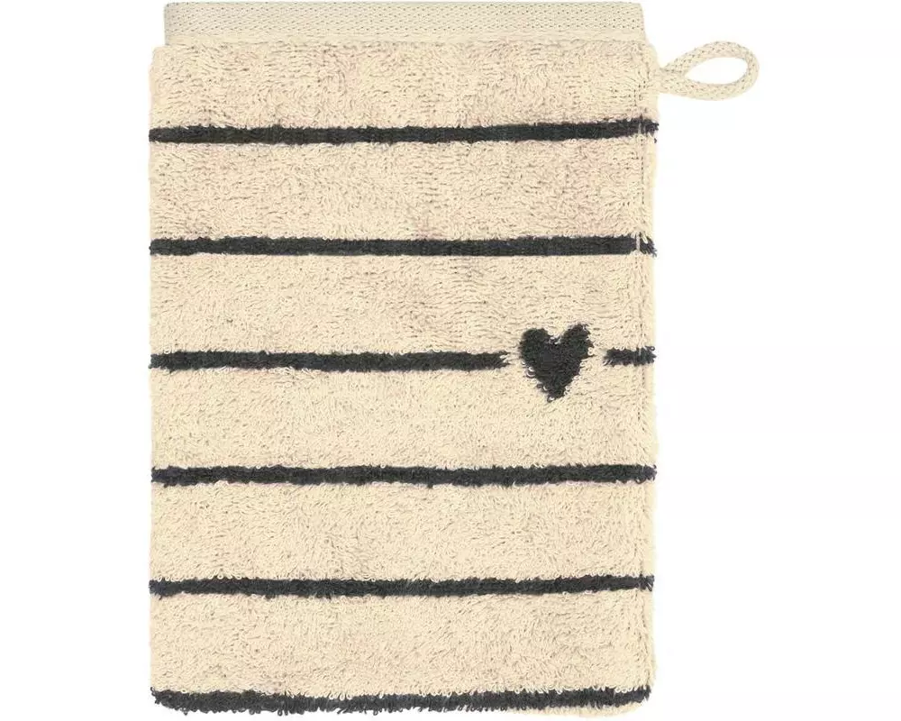 Cawö Waschhandschuh Heart Beats 16 x 22 cm, Grau