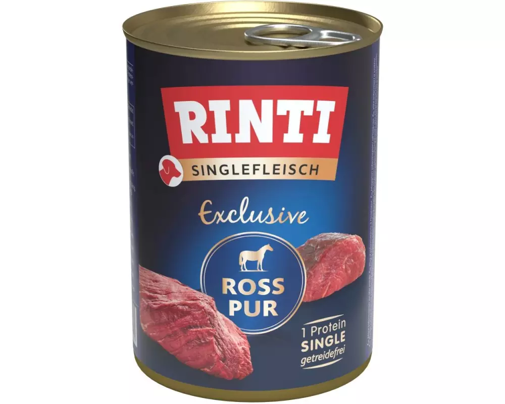 Rinti Nassfutter Singlefleisch Exclusive Ross Pur, 400 g